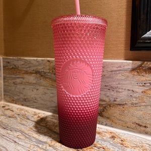 Brand New Starbucks Ombre Pink Waxberry Bling Studded Tumbler 24 oz